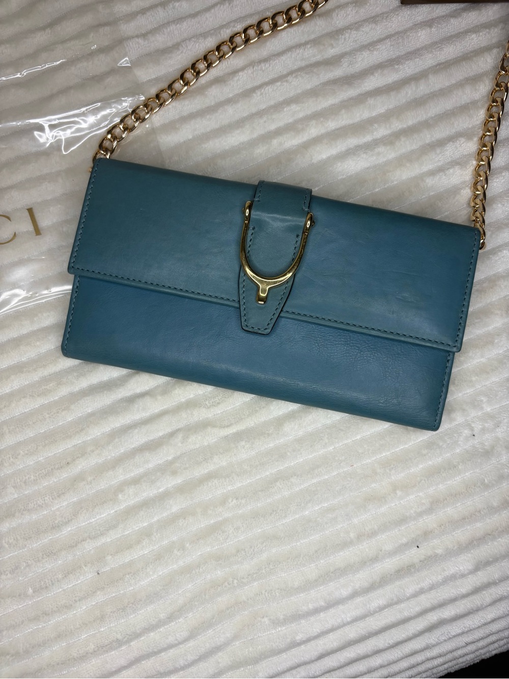 Gucci Vintage Softbit Blue Continental Wallet w COA